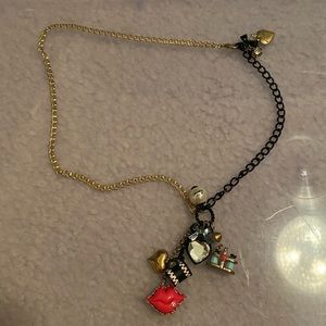 Betsey Johnson black & gold necklace with pendants